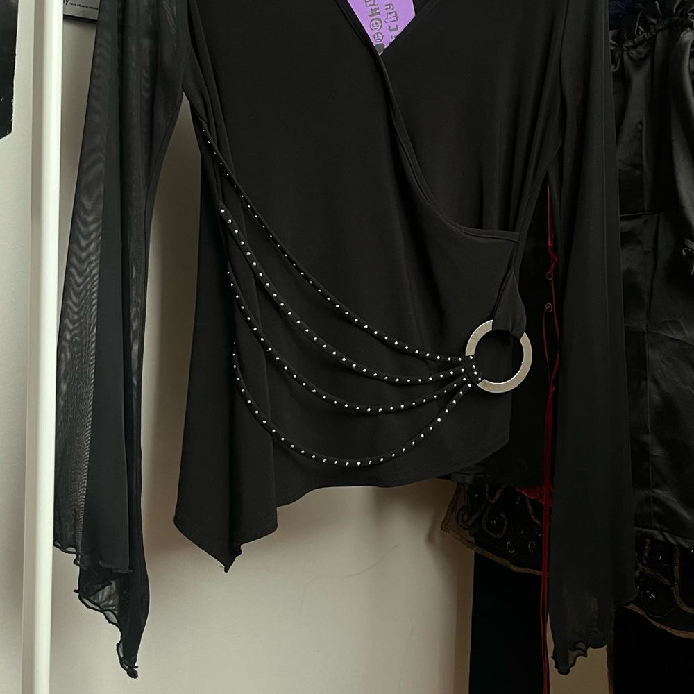 1990s goth whimsical sheer wrap top